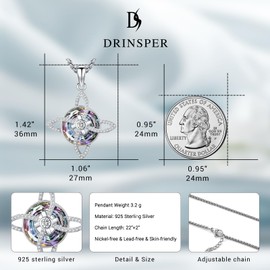 DRINSPER Nudo De Bruja Plata 925 Original Witches Knot Crystal Necklace for Women Sterling Silver Wiccan Pendant Witch Pagan Magic Amulet Irish Scottish Jewelry Gifts for Women Men (Blue Purple)
