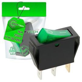 Switch Single Pole Green Luminous in Size 11 x 30 mm 16 A 250 V Connection 3 Faston 6.3 mm ONIX TECH