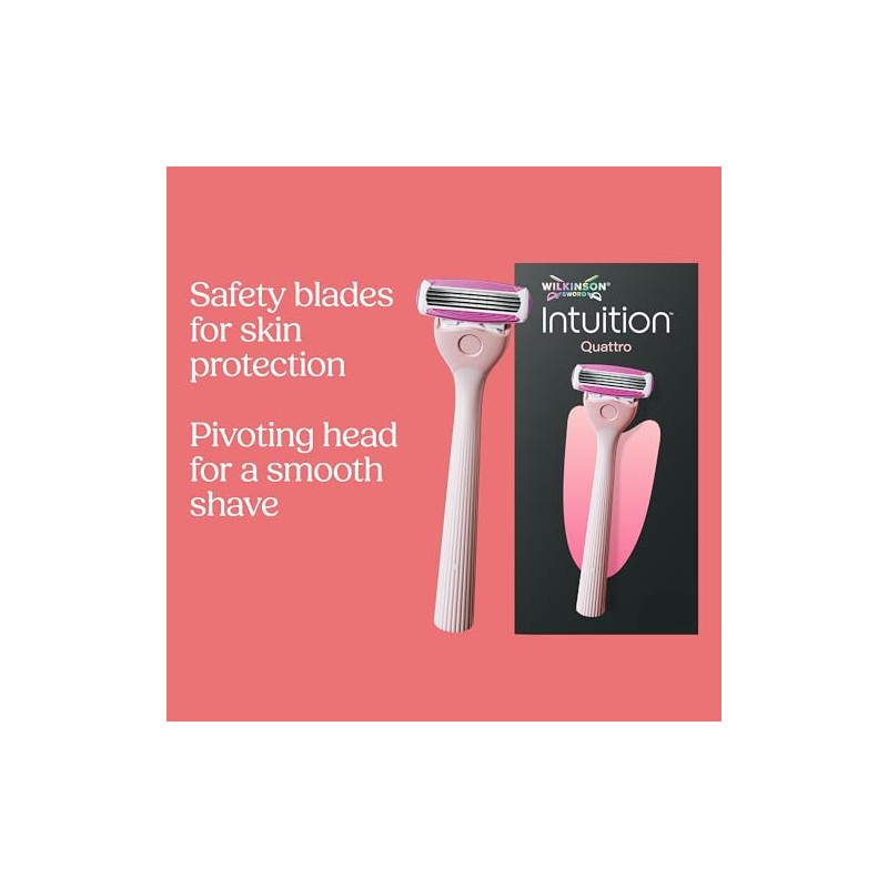 Wilkinson Sword Intuition Quattro Razors for Women, Handle Plus 1