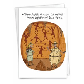 NobleWorks - 1 Funny Greeting Card for Birthdays - Funny Cartoons and Comics, Bday Celebration Notecard - Jazz Hands C7280BDG