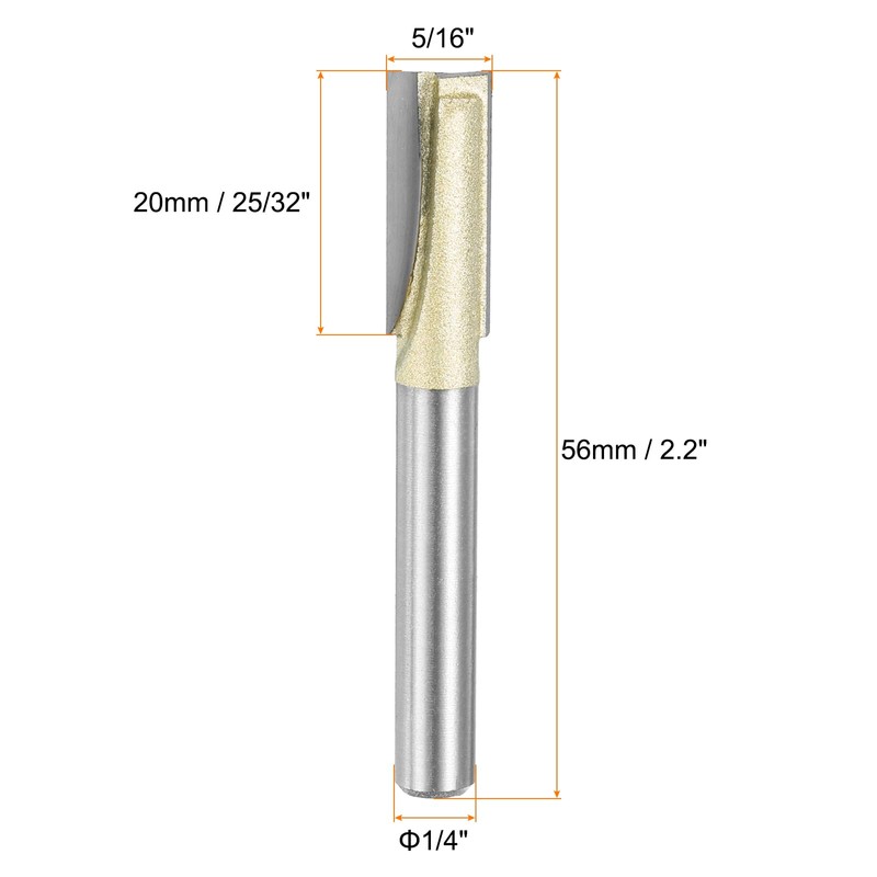 sourcing map 2pcs Bottom Cleaning Router Bit 5/16" Diameter 1/4"