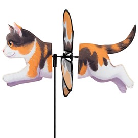Premier Kites Petite Spinner Calico Cat – Whimsical Wind Spinner for Yard & Garden, Durable Weather-Resistant Fabric, Easy to Assemble, Outdoor Decor for Patios, Lawns, & Fairy Lovers