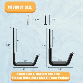 Heavy Duty Utility Hooks for Garage Storage Utility Hooks Wall Mount,Garage Hooks Heavy Duty,Garage Wall Hooks,Hose Holder,Bike Hooks,Ladder Hooks,Chainsaw Hanger,Leaf Blower Hanger (2S & 2M)