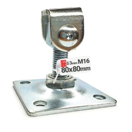 Gate Hinge Adjustable Galvanised Gate Hinges with Mounting Plate 80 x 80 x 3.0 M16