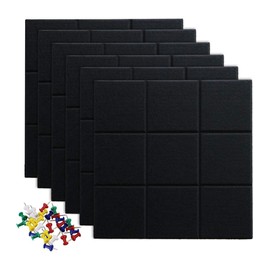 Classic-Styles Felt Pin Board Tiles Pack of 6, 11.8"x11.8" Square Black Cork Board Alternative for Wall, Felt Cork Tiles, Notice & Memory Board for Office/Home Decor