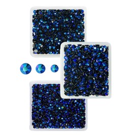 qiipii Sapphire Blue AB Resin Rhinestones for Crafting 3mm 4mm 5mm Dark Blue AB Flatback Jelly Stones Bulk SS10 SS16 SS20 Non-Hotfix Diamonds Gems for Nails Face Eyes Makeup Tumblers DIY Crafts Decor