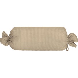 Erwin Müller Bolster Cover Edel-Seersucker Uni Series Wertingen - for the Warm Season, Temperature-Regulating, Easy to Clean, with Ribbon, Taupe, Size 40 x 15 cm Diameter