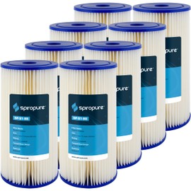 SpiroPure SP-S1-BB 10x4.5 20 Micron Pleated Polyester Sediment Water Filter Cartridge S1-BB 155405-43 (Case of 8)
