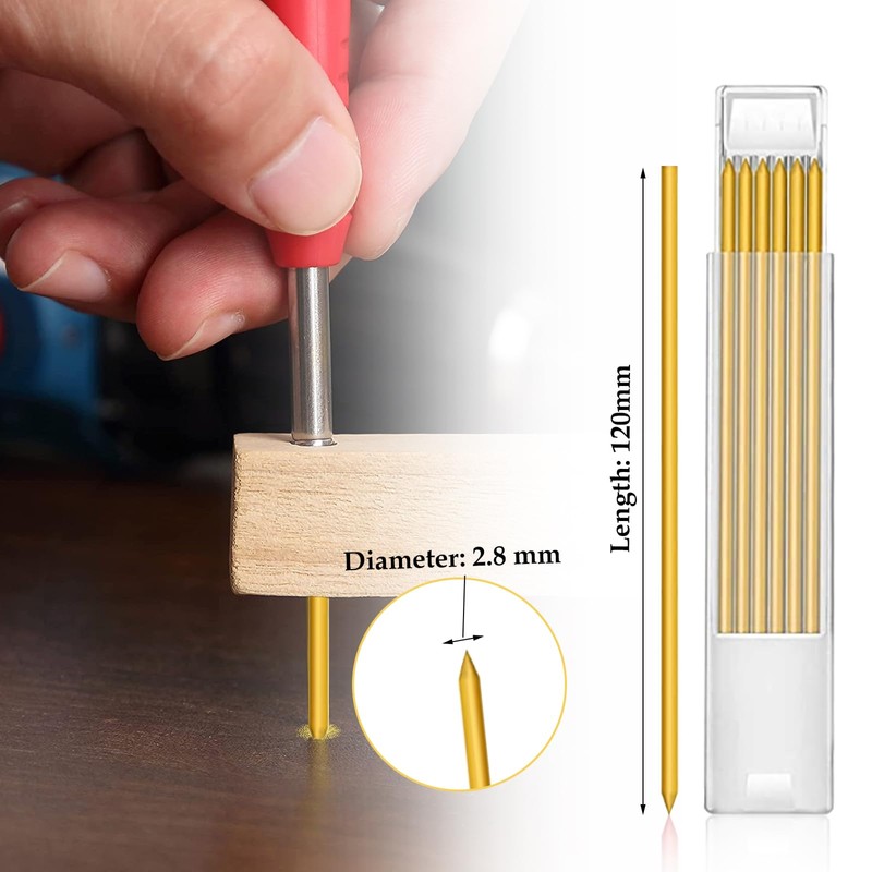12Pcs 2.8 mm Pencil Replacement Refills, Refills for Carpenters Mark