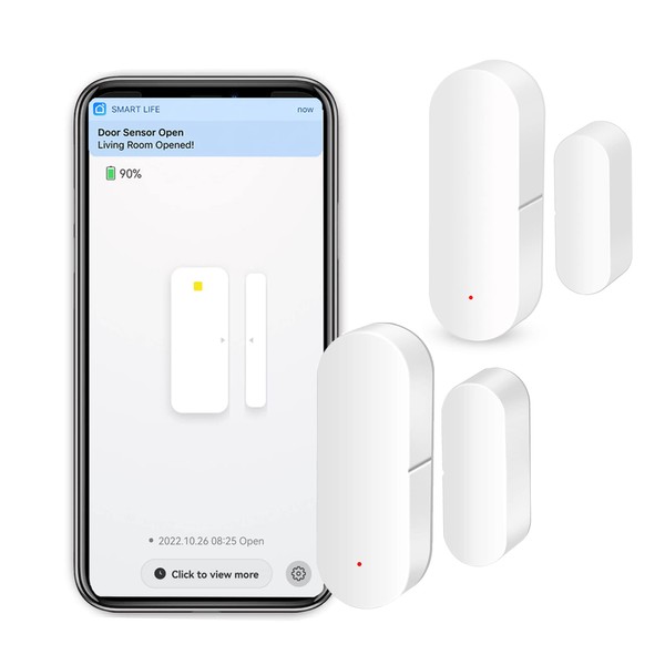WiFi Door Window Sensor: Smart Contact Sensor with App Alerts, Door Open Detector Compatible with Alexa Google Assistant, Entry Detector Sensor for Home Security and Home Automation (2-Pack)