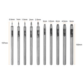 QUARKZMAN Leather Hole Punch 0.5-5 mm Stainless Steel with A5 Cutting Edge Mat PVC Round Hole Punch Device Hollow Punch Set for Leather Fabric Canvas Fabric Watches Bracelet Purse Belt Pack of 10