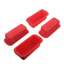 SILIVO 4 Pack Mini Loaf Pans - Nonstick Silicone Bread Baking Pans for Small Loaf and Meatloaf - 5.7x2.5x2.2 Inch