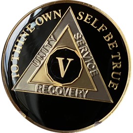 Ranger Industries 5 Year AA Medallion Glossy Classic Black Sobriety Chip