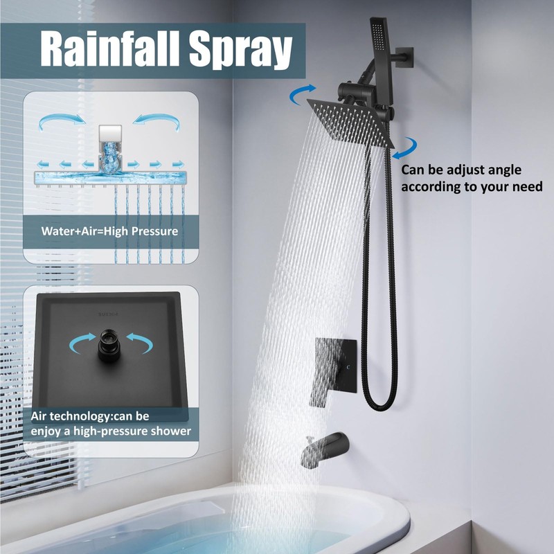 Aolemi Shower Tub Faucet Set with Handheld Spray Shower System