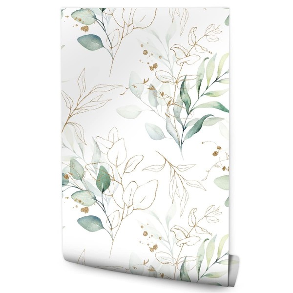 Muralo Wallpaper 10 m Roll Non-Woven Wallpaper Watercolour Leaves Plants