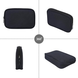 DOB SECHS Waterproof Canvas Mini Travel Makeup Carrying Case Toiletry Wash Bags Cosmetic Bag Portable Electronics Accessories Organizer Gym Shaving Bag,Black
