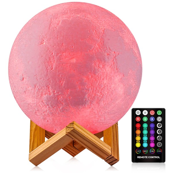 Moon Lamp, GDPETS 9.6 Inches 16 Colors Moon Night Light with Stand & Remote &Touch Control and USB Rechargeable Decorative Luna Lamp