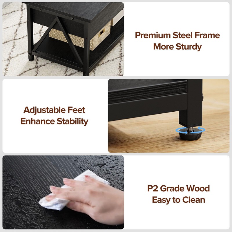 Memobarco Lift Top Coffee Table with Storage Shelf and Hidden