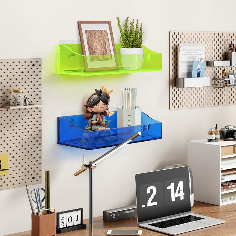 YAWSOUP Acrylic Bathroom Organizer Shelves Wall Mounted Shower Caddy Adhesive