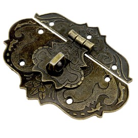 Lovelysp Antique Embossing Decorative Brass Hasp Clasp Antique Clasp Hasps Zinc Alloy Wooden Box with mounting Screws and Padlocks for Bronze Jewelry Small Box -1pcs