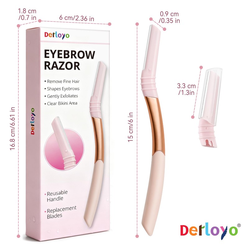 Eyebrow Razor and Face Razor for Women, Reusable Metal Handle