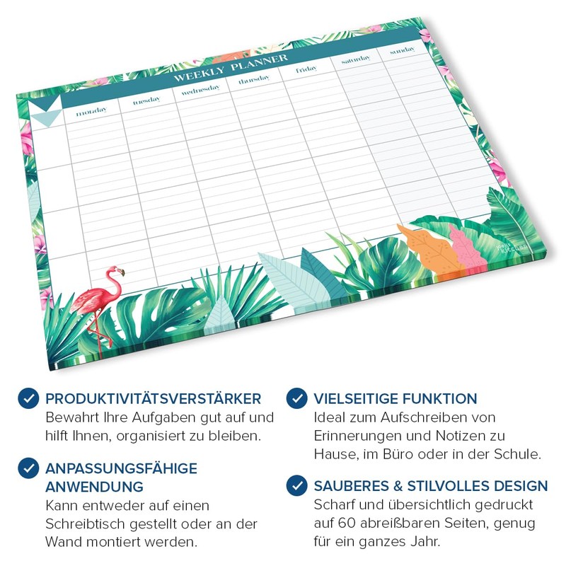 Joeji's Kitchen Calendar Weekly Planner Pad Tear-Off Sheets 60 Pages