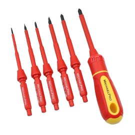 MichaelPro Insulated Screwdriver Set, 1000 Volt Insulated Screwdriver with Interchangeable Blades, Tool Pouch, Electrician Screwdrivers Insulated Tools, 8-Piece Flathead and Phillips Screwdriver Set