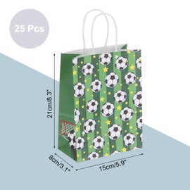 sourcing map 25pcs Football Gift Bags with Handles Bulk, 3.1"x8.3"x5.9" Football Gift Bags Sports Party Favor Bags for Kids Sports Theme, Birthday Party, Football Theme Event Gift Bag, Green