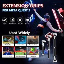 HiBloks Controllers Extension Grips for Meta/Oculus Quest 2 Accessories, Long Stick Handle Extension Grips Stand, Enhance Experience to Play Beat Saber Games, VR Golf Club and Other Similar Games