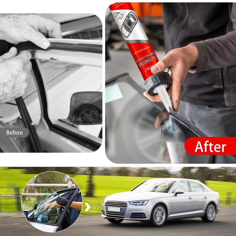 MuzeFansi Polyurethane Windshield Adhesive–Weatherproof, Fast Curing Auto Glass Sealant for