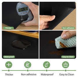 wohomuke Shelf Liners, Kitchen Drawer Liner Drawer Mats Washable EVA BPA Free Waterproof & Oil-Proof Cupboard Cabinet shelf protector (Black,30cmx3m)