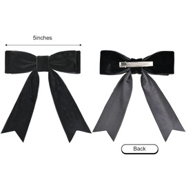 2PCS 5" Velvet Black Hair Bows Girls Hair Clips Ponytail Holder Accessories for Girls Toddlers