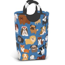 Duduho - Cesta de lavandería grande con asas, bonito juego de animales para perros, cesta de lavandería para juguetes, organizador de almacenamiento plegable, cubeta de lavado sucio, bolsa de ropa para el hogar, baño, recámara, recámara