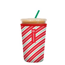 Sok It Java Sok Iced Coffee & Cold Soda Insulated Neoprene Cup Sleeve (Candy Cane Stripes, Medium: 22-28oz)