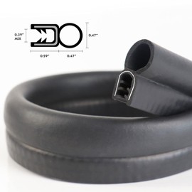 9/16inch U Height-Weather Stripping with Top Bulb-Fits 0.39inch Gap Range-PVC Rubber Seal with Metal-Strong but Flexible-Collision Avoidance for Cars,RVs,Trucks Door-Black (10ft)