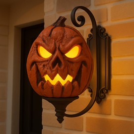 Outdoor Porch Cover - Outdoor Decorations, Durable Weather-Resistant Fabric, Easy Install Front Door & Porch Light Shade (Orange Skull, 2 Pack)