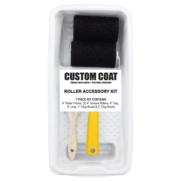 Custom Coat Texture Paint & Bedliner Roller Accessory Application Kit with Chip Brushes, Tray & Roller Frame (Includes 2 Roller Covers in Kit)