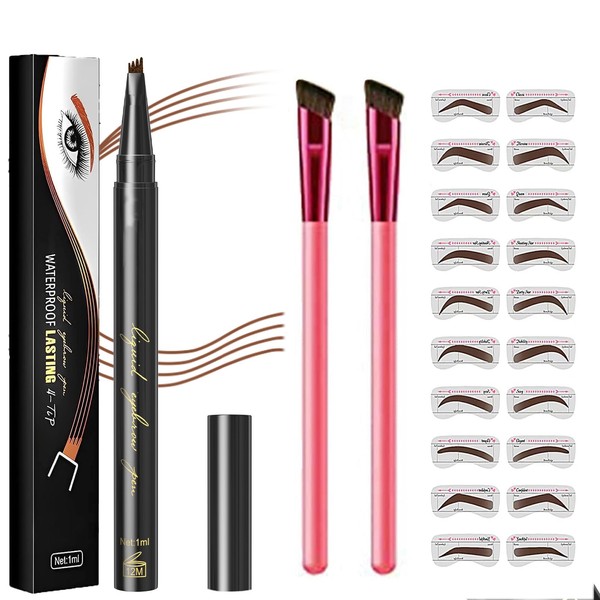 Eyebrow Pencil,Eyebrow Brush,4D Hair Stroke Brow Stamp Brush,Home Eyebrow Care