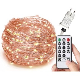 Gresonic Gresonic 200/300er LED Mikro Kupferdraht Lichterkette Strombetrieb Deko fr Innen Au?en Warmwei? (Kupferdraht Warmwei? 8 Modi Timer Dimmbar, 200LED)