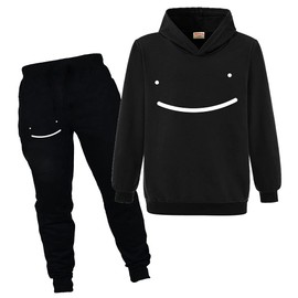 Xpialong Dream SMP Smile Merch Youtube Gaming Tracksuit Boy Girl Hoodie Kids Clothing Set (Black2,11-12 Years,11 Years,12 Years)
