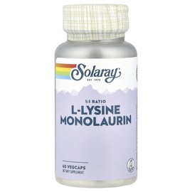 Solaray L-Lysine Monolaurin 1:1 Ratio Vegetable Capsules 60 Tablets, 500mg, 4 Pieces / 쏠라레이 L-라이신모노라우린 1:1 비율 베지캡슐 60정, 500mg, 4개