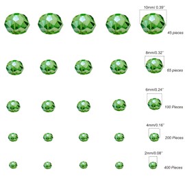 Gocelyn Crystal Glass Faceted Beads of AB Color (Green), Rondelle AB Crystal Beads Assorted Supplies Spacer Loose Beads for Jewelry Making Findings Bracelets Pendants (2mm, 4mm, 6mm, 8mm, 10mm)