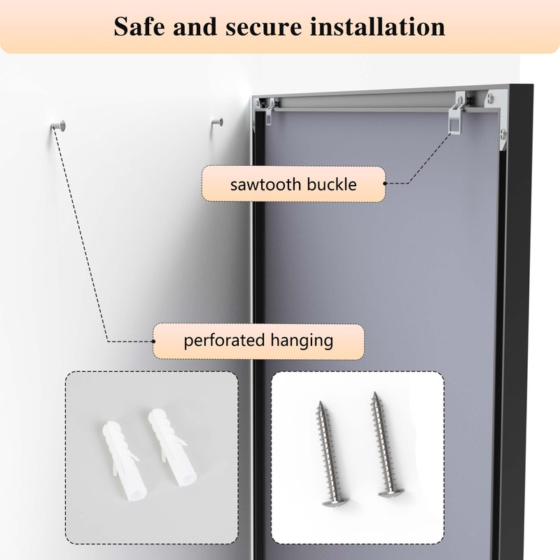 ANYHI Square Bathroom Mirror, 24x24 Inch Square Wall Mounted Mirror,