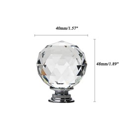 NUODWELL 8 Pcs Spherical Drawer Knob Crystal Pull Handles Cupboard Wardrobe Knobs (40MM