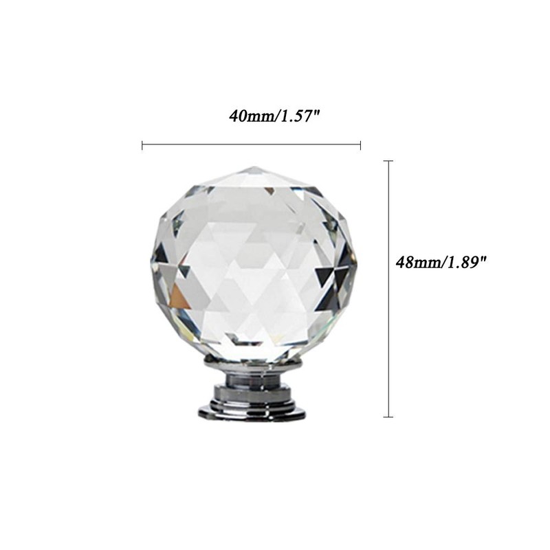 NUODWELL 8 Pcs Spherical Drawer Knob Crystal Pull Handles Cupboard