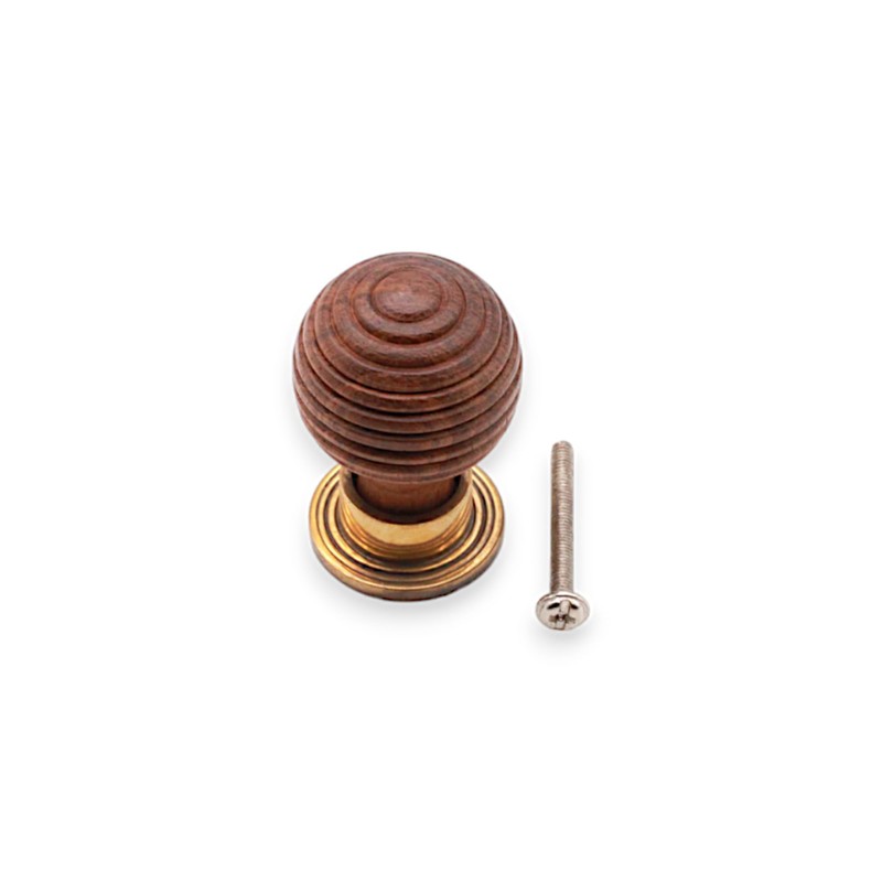 Infinity Decor Traditional Rosewood Preston Reeded Beehive Wooden Cupboard Knob