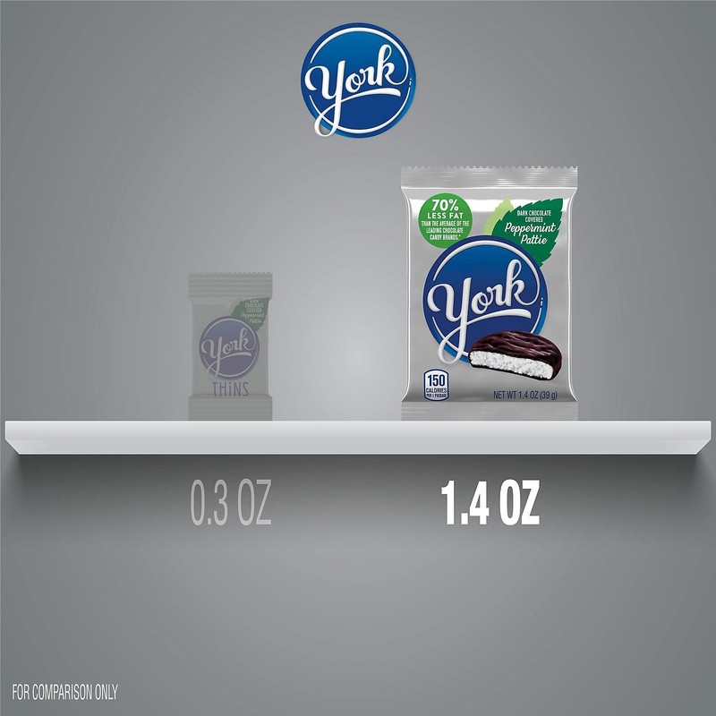York Peppermint Patties Peppermint Dark Chocolate Candy Bar, 1.4 oz.,