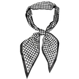 Clysoru Silk Neck Scarf Printed Scarves Head Women'S Fashion Oblique Angle Satin Scarfs For Bag Hair 59” X 5.9” (Black and white thousand birds)