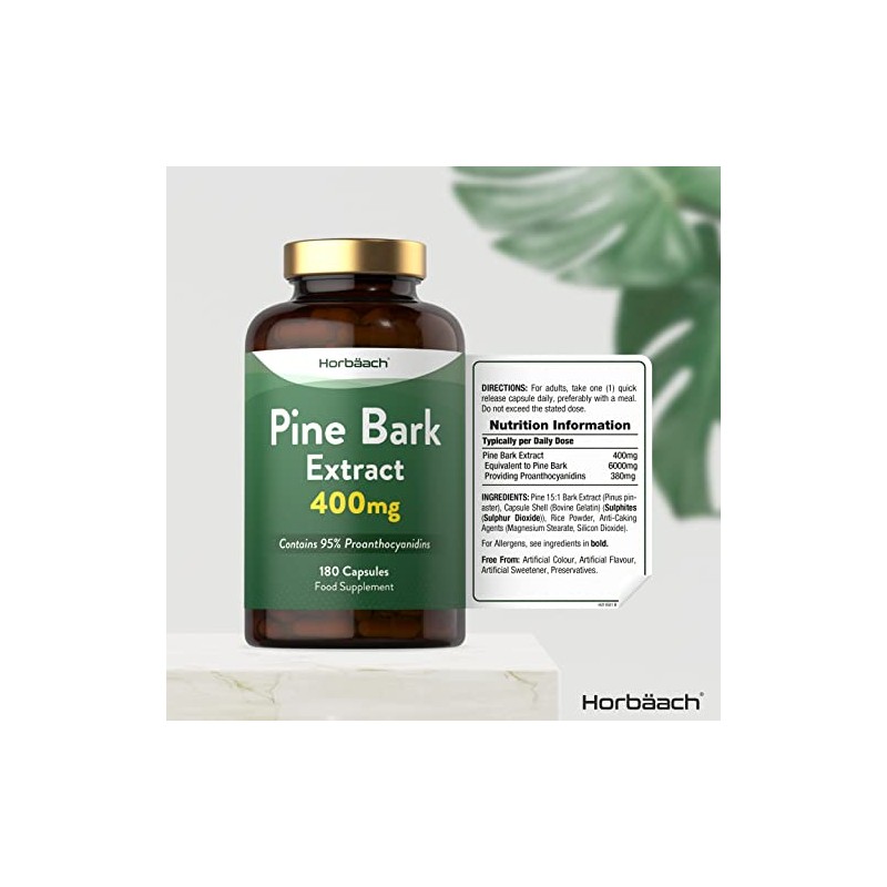 Pine Bark Extract 400mg | 180 Capsules | No Artificial