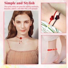 Anezus Red Nylon String for Bracelets, 0.8mm Nylon Thread Chinese Knotting Cord Wind Chime Outdoor Twine String for Beading, Necklaces, DIY Craft, Jewelry Making